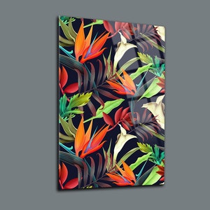 Leaf Glass Wall Art-Glass Wall Art UV Printed-Mega Size Abstract Alcohol Ink Wall Art-Modern Glass Art-Flower Wall Decoration-Large Wall Art