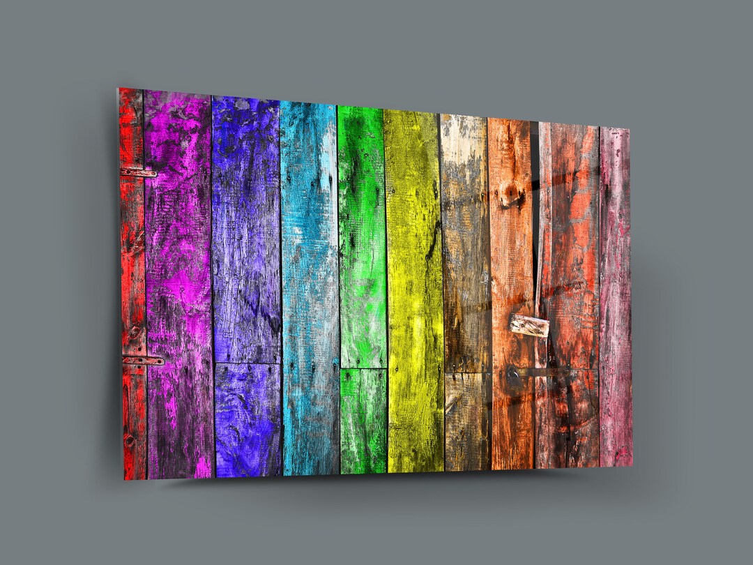 Painted Wood Glass Wall Artabstract Fractal Stained Window Etsy