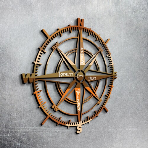 Compass Wood Wall Art Compass Wall Decor Nautical Wall Art Etsy
