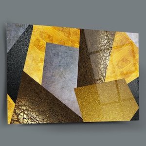 Ephesus Stones Glass Printing Wall Art-Golden Abstract Wall Art-Tempered Glass Home Decoration Wall Art-Modern Glass Wall Art-Office Gift