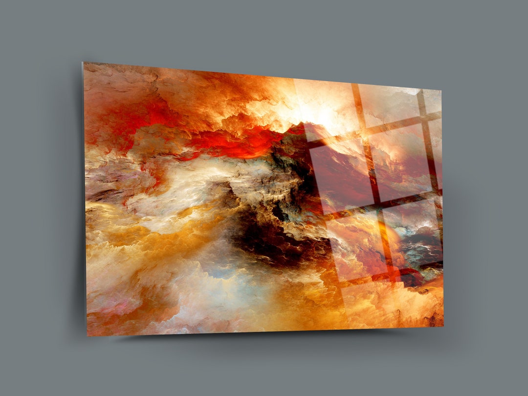 Colorful Clouds Glass Wall Arthome Decor Glass Etsy