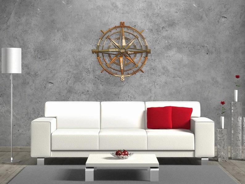 Compass Wood Wall Art Compass Wall Decor Nautical Wall Art Etsy