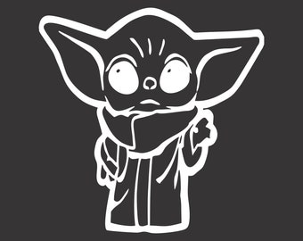 May include: A white silhouette of a cartoon character with large ears, big eyes, and a small mouth. The character is wearing a long-sleeved shirt and a scarf.