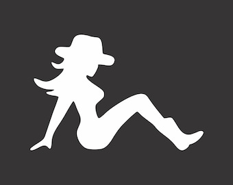 May include: A white silhouette of a person wearing a hat and sitting with their legs crossed.