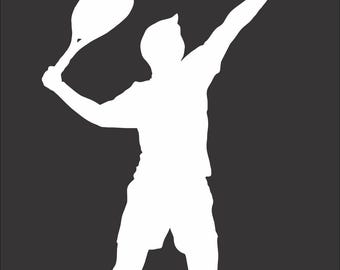Tennis Player Silhouette Vinyl Window Decal Bumper Sticker