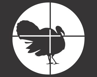 Turkey In Crosshairs Vinyl Window Decal Bumper Sticker