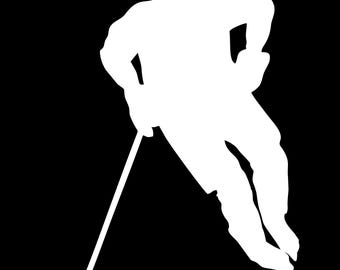 Hockey Player Silhouette Vinyl Window Decal Bumper Sticker