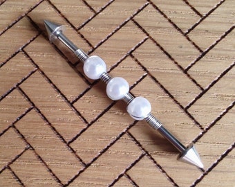 14g Industrial Barbell, industrial piercing, scaffold barbell, scaffold jewellery, spike barbell, spike barbell, pearl barbell