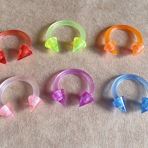 16g, Bio-Flex septum, bright horseshoe septum, blue septum ring, orange septum ring septum ring, 8mm septum, 16g septum, pink septum