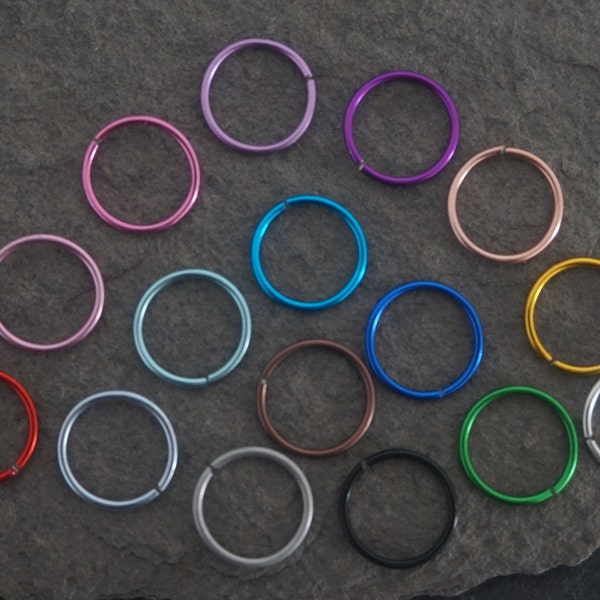 16 piece set of colourful nose rings, 20g nose hoop, 18g nose hoop, thin nose ring, coloured nose ring, body jewellery, septum, daith