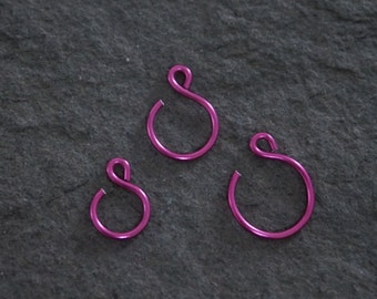 Fake nose rings, fake body jewellery, fake nose piercing,  coloured nose ring, body jewellery, 6mm nose ring, 8mm nose ring, pink nose ring