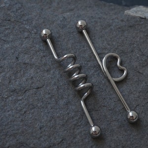 14g Industrial Barbell, industrial piercing, scaffold barbell, scaffold jewellery, silver industrial, barbell, silver barbell 14g