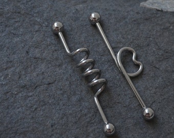 14g Industrial Barbell, industrial piercing, scaffold barbell, scaffold jewellery, silver industrial, barbell, silver barbell 14g