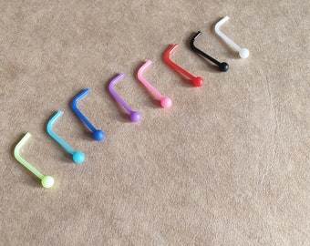 20g bio-flex stud, colourful nose stud, plastic nose stud, pink nose stud, white nose studs, black nose stud, blue nose stud,