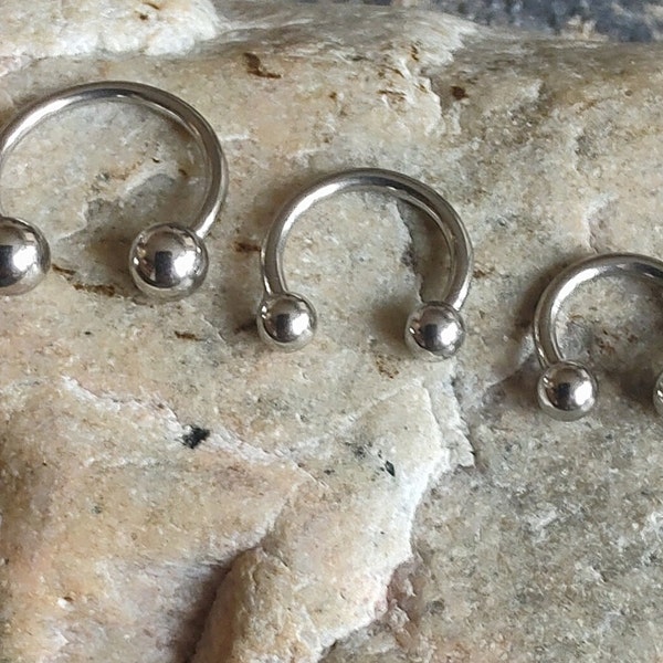 16 gauge 6mm/8mm/10mm septum ring, horseshoe septum, 6mm septum ring, 8mm septum ring, silver septum ring, daith jewellery, septum jewellery