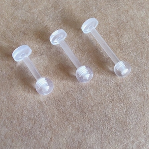 Two pieces 16g Piercing retainer, body jewellery,  body piercing jewellery, labret retainer, labret stud, clear labret, tragus stud