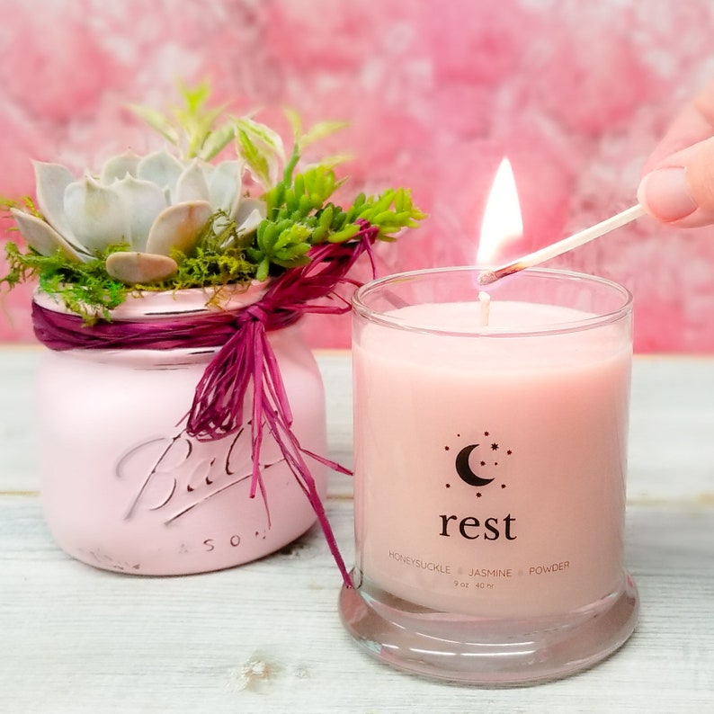 Rest Relaxing AntiStress Candle 9 oz Candle Floral Scent Etsy