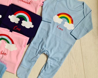 Personalised Rainbow Babygrow