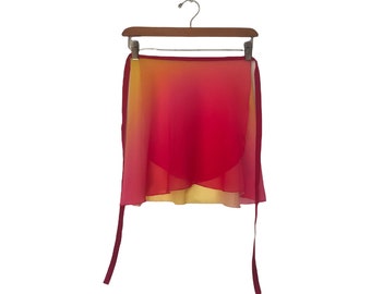 Rose Adagio: ballet wrap skirt bright rose pink-yellow ombre made-to-order