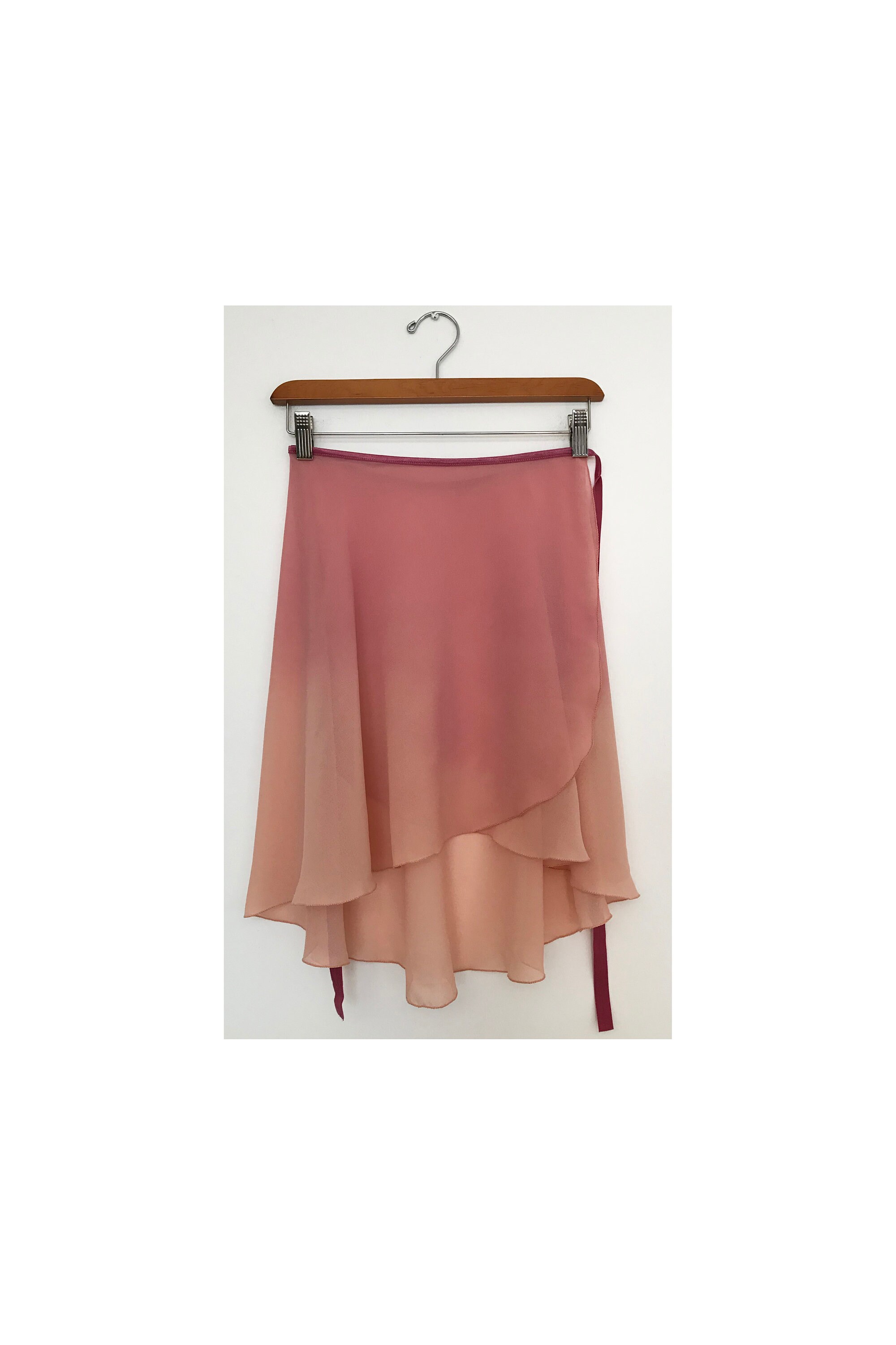 Image of Frida Dip-Dye Pink-To-Peach Ombre Ballet Wrap Skirt Made-To-Order