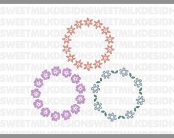 Floral Flower Wreaths Monogram Frames Cuttable SVG, DXF, EPS, Png Silhouette Studio & Cricut Vector Art Vinyl Digital Cutting Cut Files