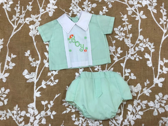 NEW Baby Girls 2 pc Set 3-6 Months Pink Green Floral Shirt Diaper Cover Outfit