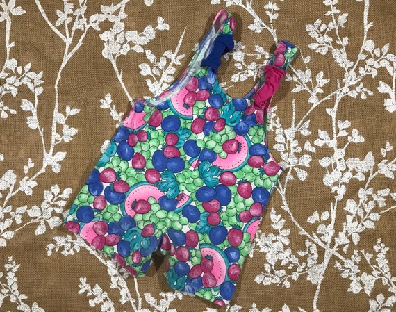 2T Scrunchie Straps Fruit Knit Romper Jumper Overa