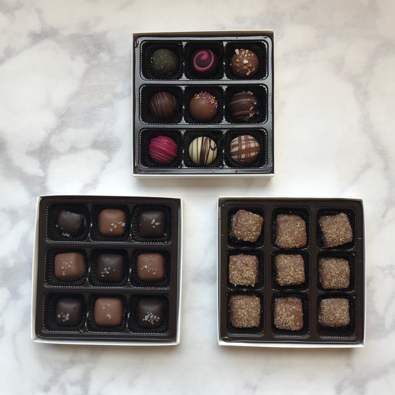 Merry Christmas 9 pc Chocolate Truffles Artisan Toffee Sea Salt Caramels Merry Christmas Happy Holidays Season/'s Greetings