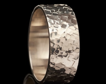 Silver ring "square" pattern by Nathan Walker