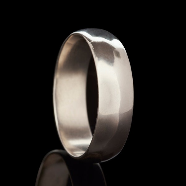 Polished solid silver ring, handmade by Nathan Walker