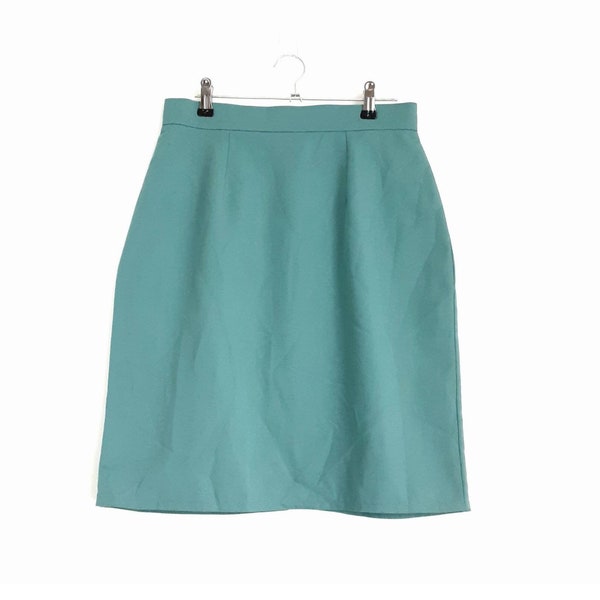 Jade Green Pencil Skirt Orsay Vintage Skirt High Waisted Skirt Plain Skirt Short Skirt, UK 10, Size Small