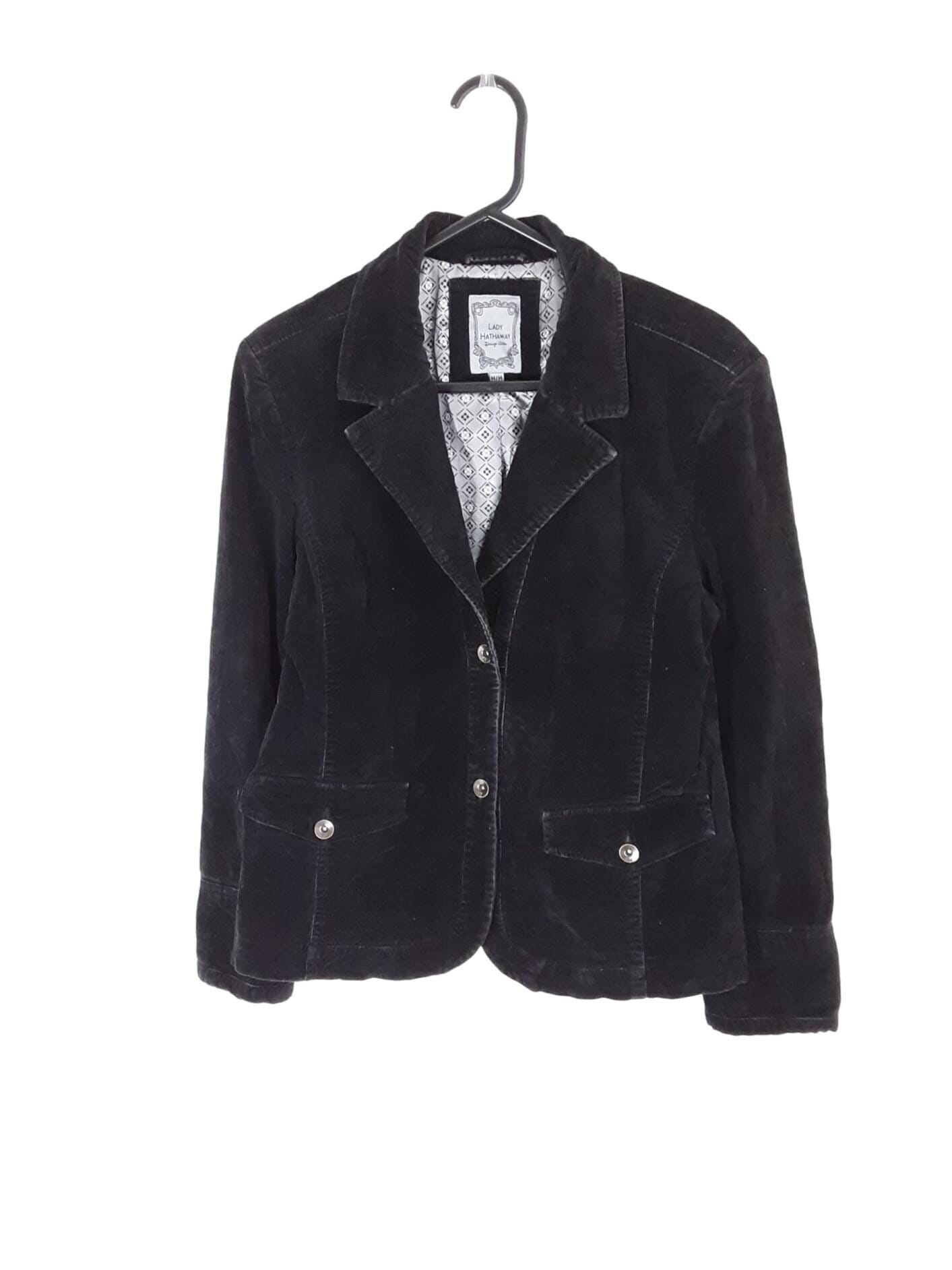 【80s】Euro Vintage Black Corduroy Coat 80s Ruffled Black Corduroy Jacket | S-M - Lucky Vintage