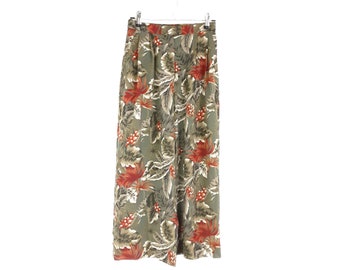 Green Hawaiian Culottes Vintage Women's High Rise Bottoms Tropical Palm  Leaf Patterned Trousers Exotic Flower Pants Wide Cropped Trousers -   Denmark