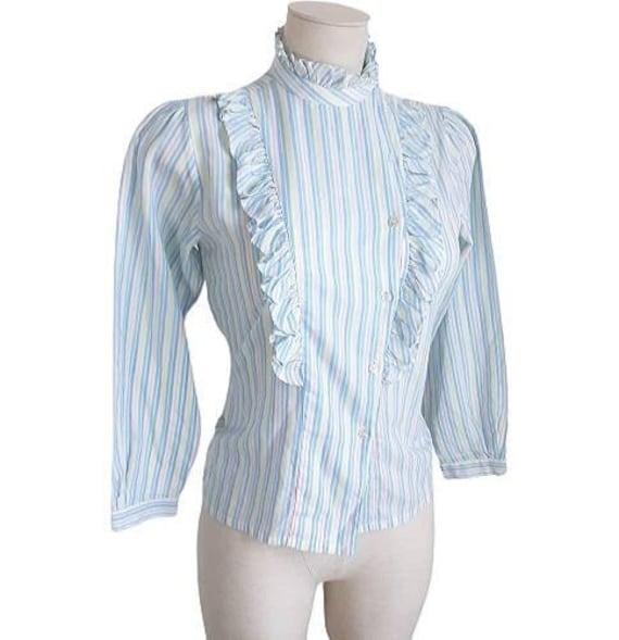 Pastel Striped Blouse Vintage Women's Multicolour… - image 2