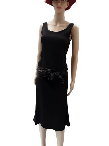 Image of Vintage Stitches Black Sleeveless Dress, Uk , Small, Evening Wear, Flapper Look, S Style