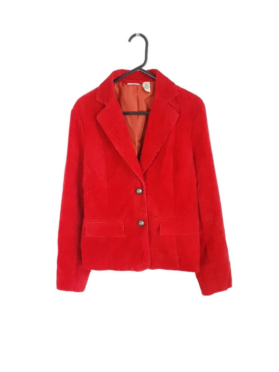Veste blazer ajustee en velours cotele de velours de coton rouge pour femme vintage rouille orange double effet laiton veste boutonnee sur le devant poches annees 90 grande taille Etsy France