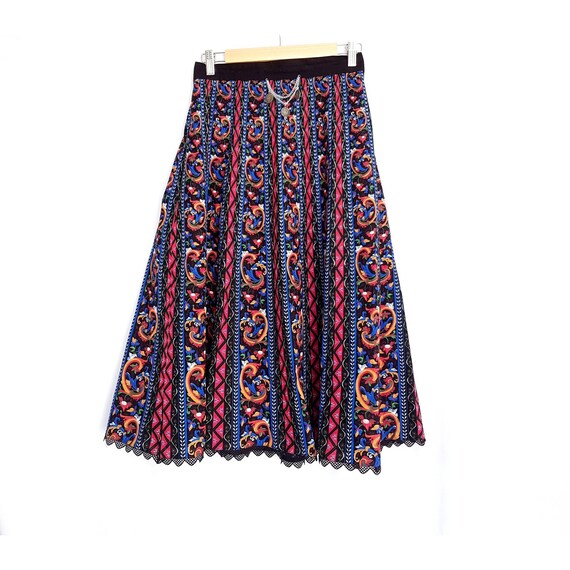 Pink purple and white Crimplene 1960s 60s purple and white Maxi skirt Aline long skirt Boho hippy festival folk