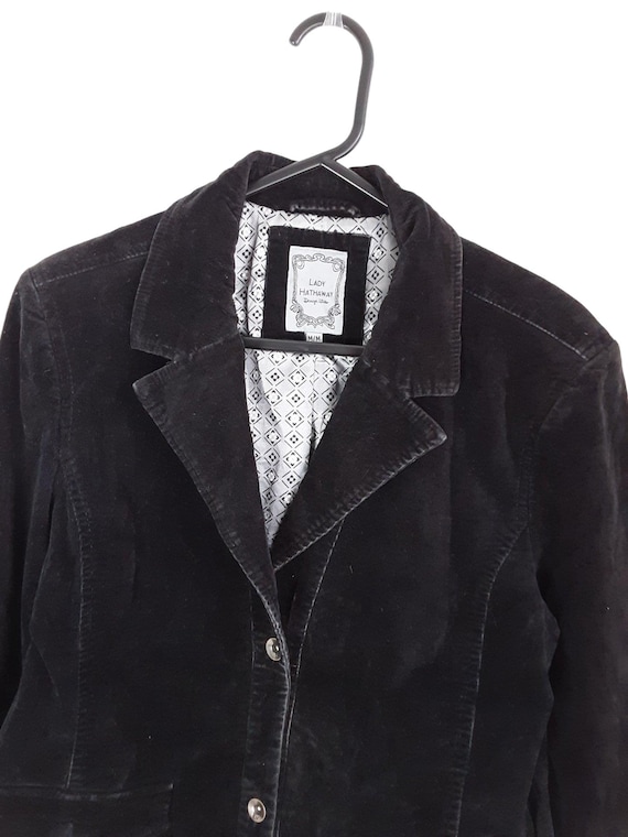 Vintage Lady Hathaway Black Cotton Velvet Corduroy Jacket
