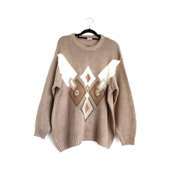 Taupe Brown Embellished Jumper Vintage Sweater An… - image 8