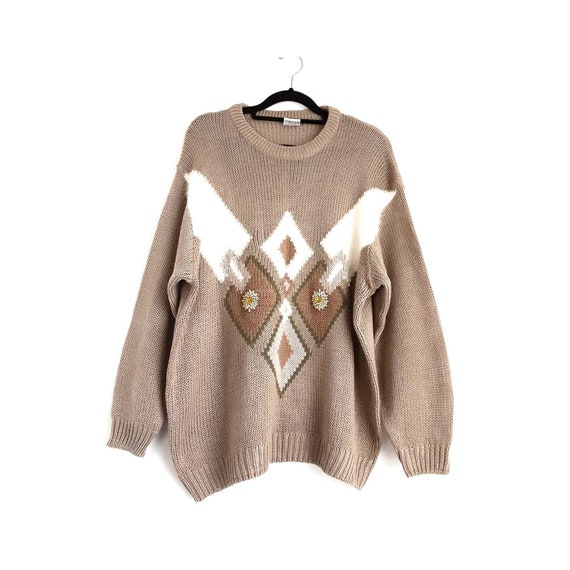 Taupe Brown Embellished Jumper Vintage Sweater An… - image 6