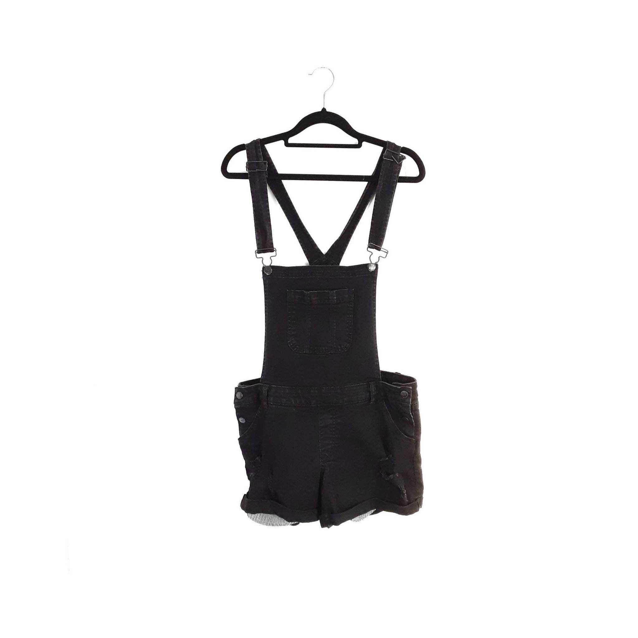 Black ripped sale overalls shorts