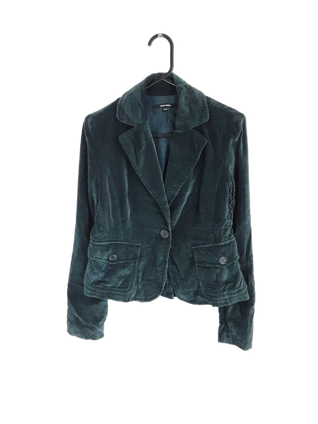 Veste ajustee en velours de coton vert emeraude Tally Weijl veste boutonnee sur le devant pour femme vintage annees 90 8 UK 36 EUR taille Small Etsy France