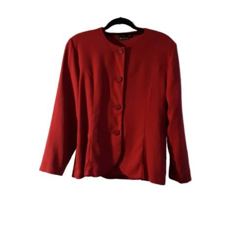 Image of Vintage Mia Cassona Designer Exclusive Garnet Red Swirl Button Suit Jacket, Uk -