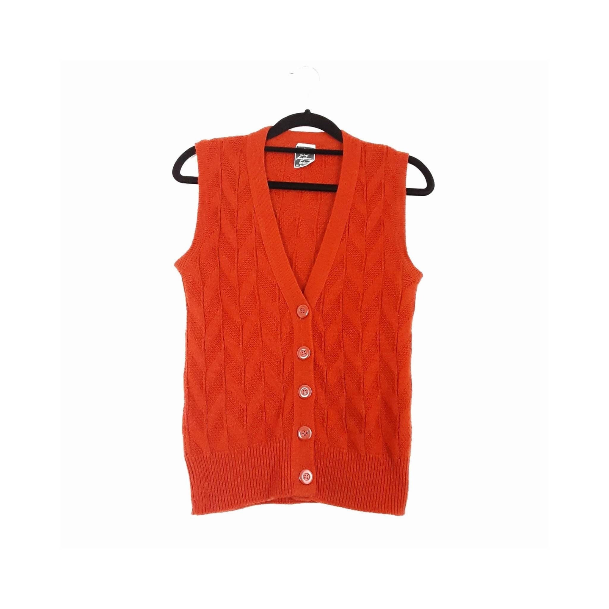 Sleeveless Orange Sweater - Etsy