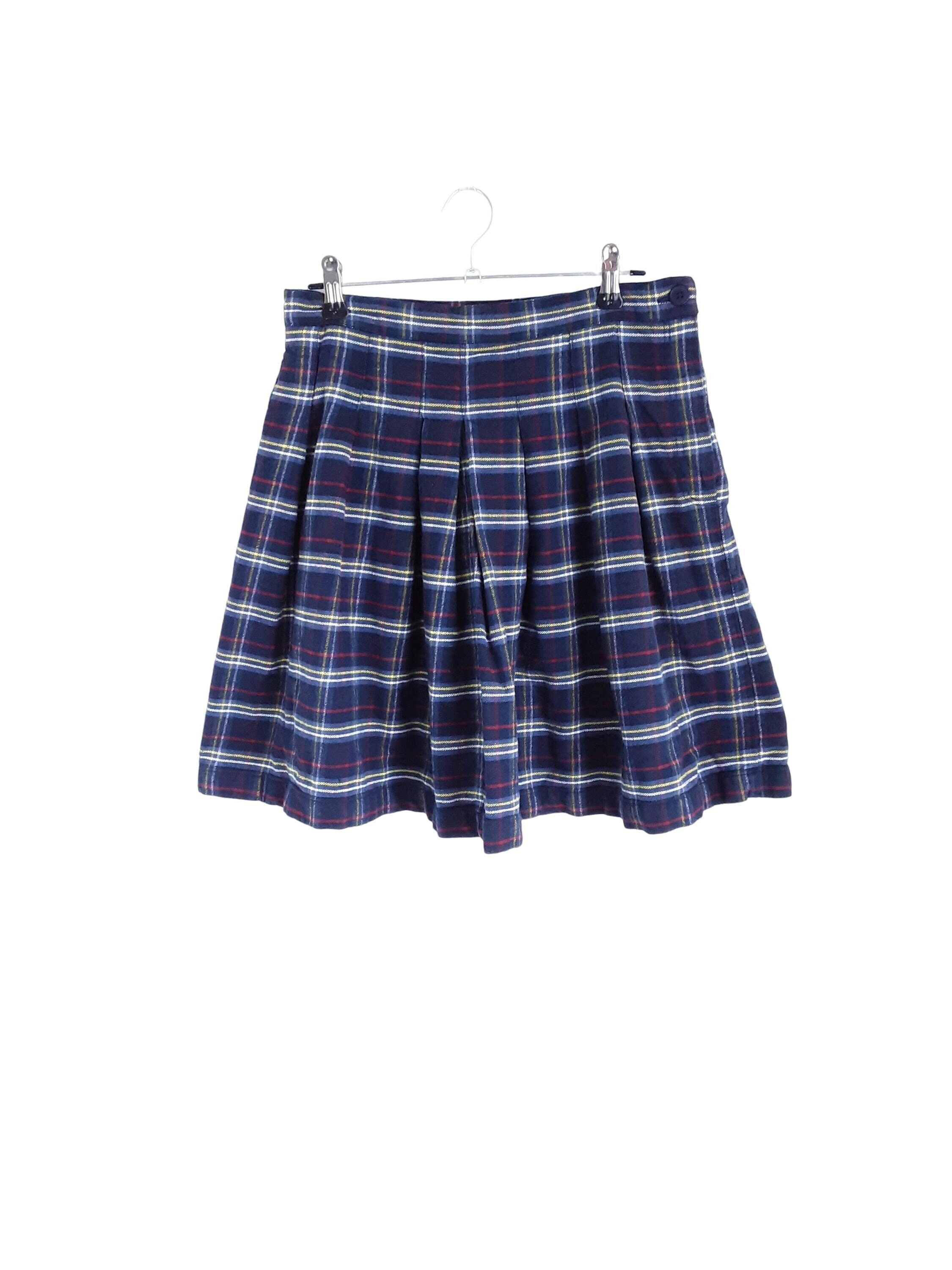 Plaid skirt navy blue deals