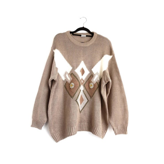 Taupe Brown Embellished Jumper Vintage Sweater An… - image 10