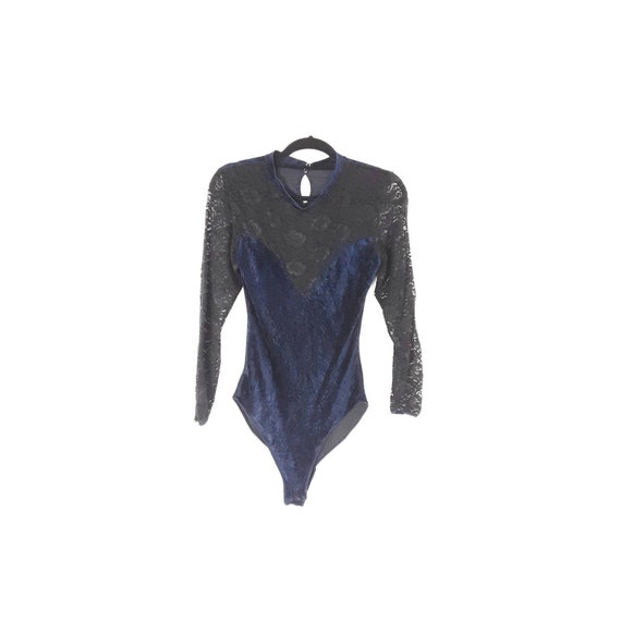 UND SIDE SHEER VELOUR BODYSUIT TOP blue｜トップス