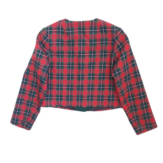 Vintage Red and Green Plaid Crop Jacket Women's Check Tartan