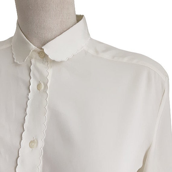 Lady Van Laack Princess Cream White Scalloped Blouse Vintage  
