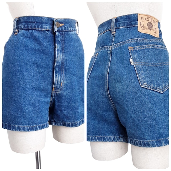 Vintage Original Flag Jeans Blue Denim Jean Shorts Women's
